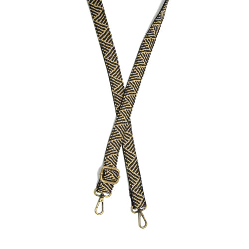 1" Pyramids Black White Woven Guitar Strap