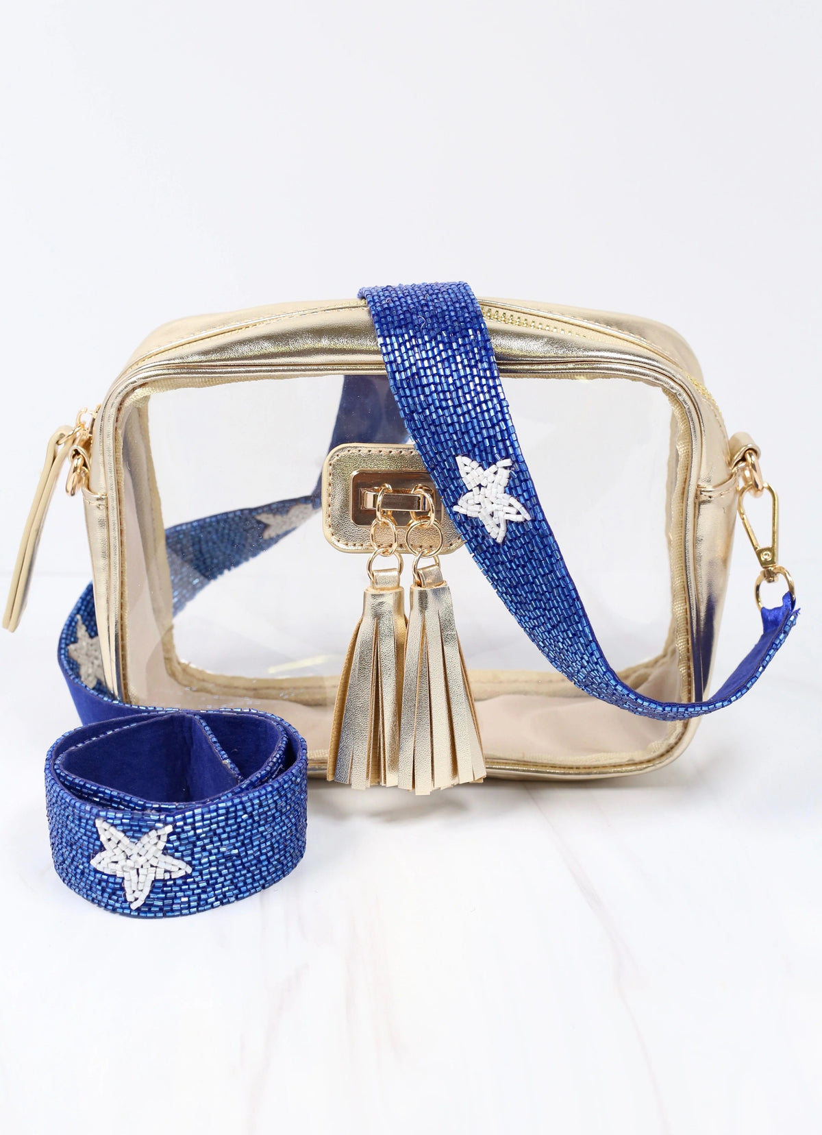 Shine Bright Blue Beaded Guitar Strap