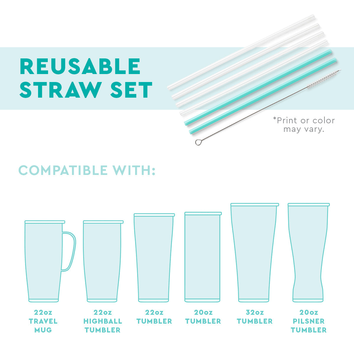 Rainbow Reusable Straw Set