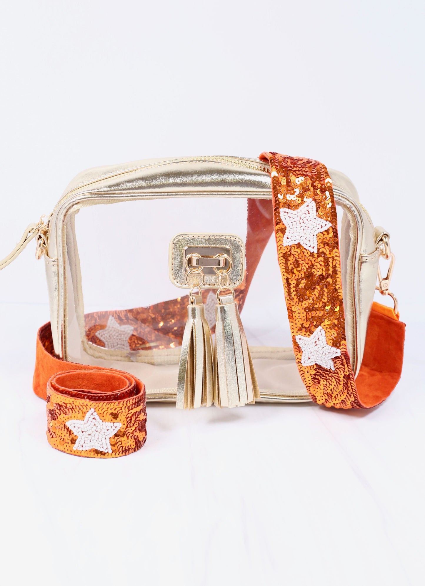 Sparkle and Shine Orange Sequin Guitar Strap