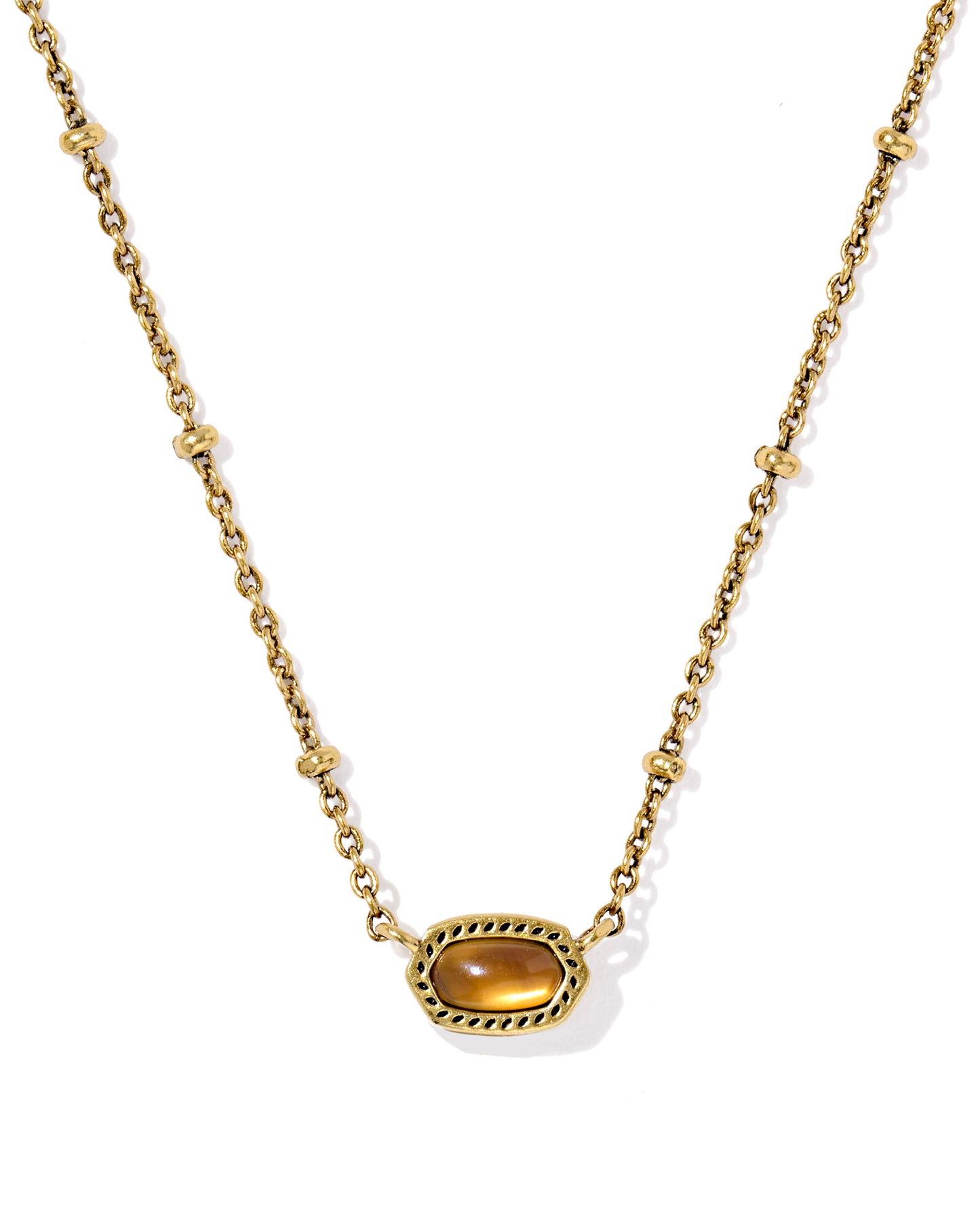 Mini Elisa Vintage Gold Satellite Short Pendant Necklace in Marbled Amber Illusion