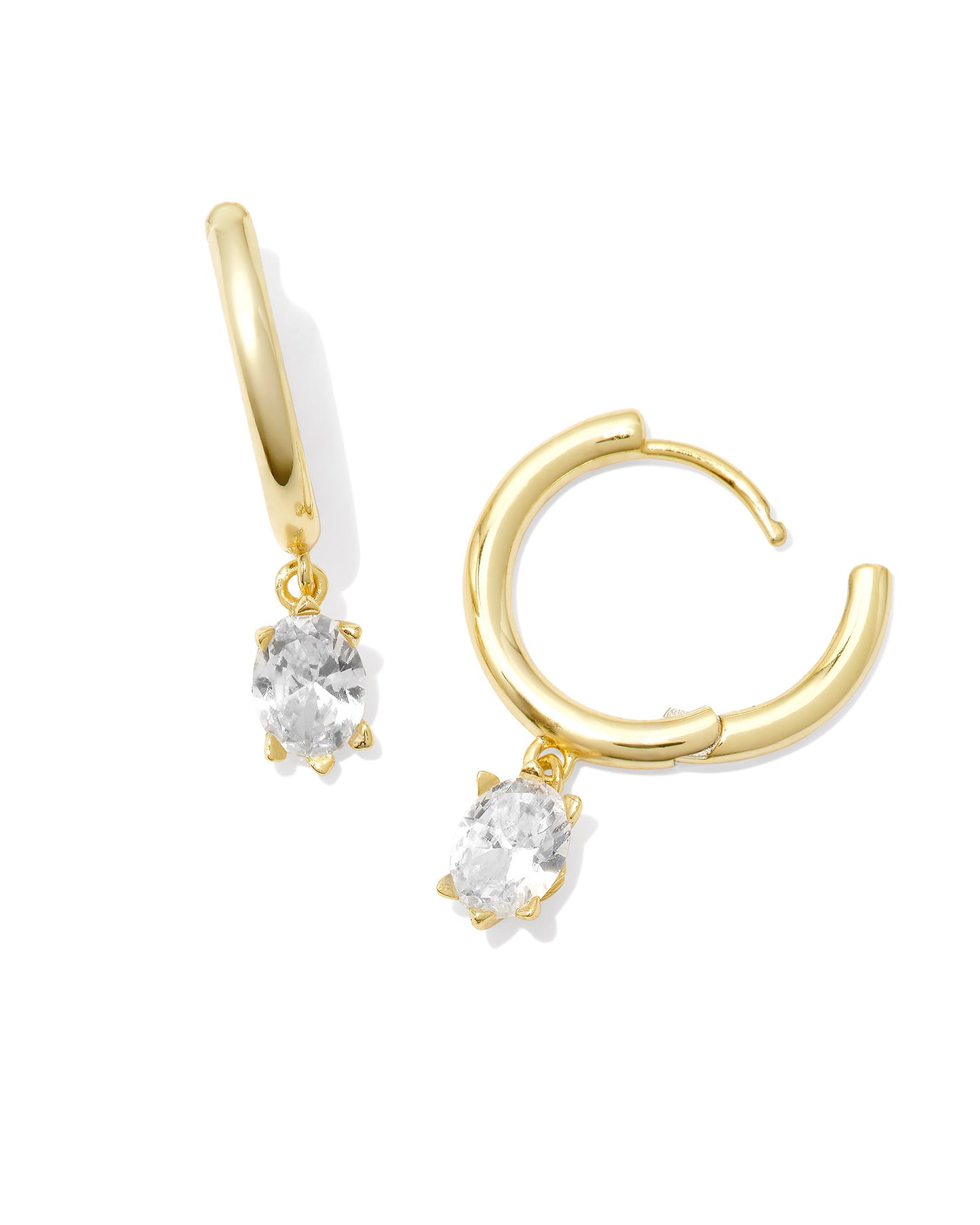 Cailin Single Stone Huggie Gold in White Crystal