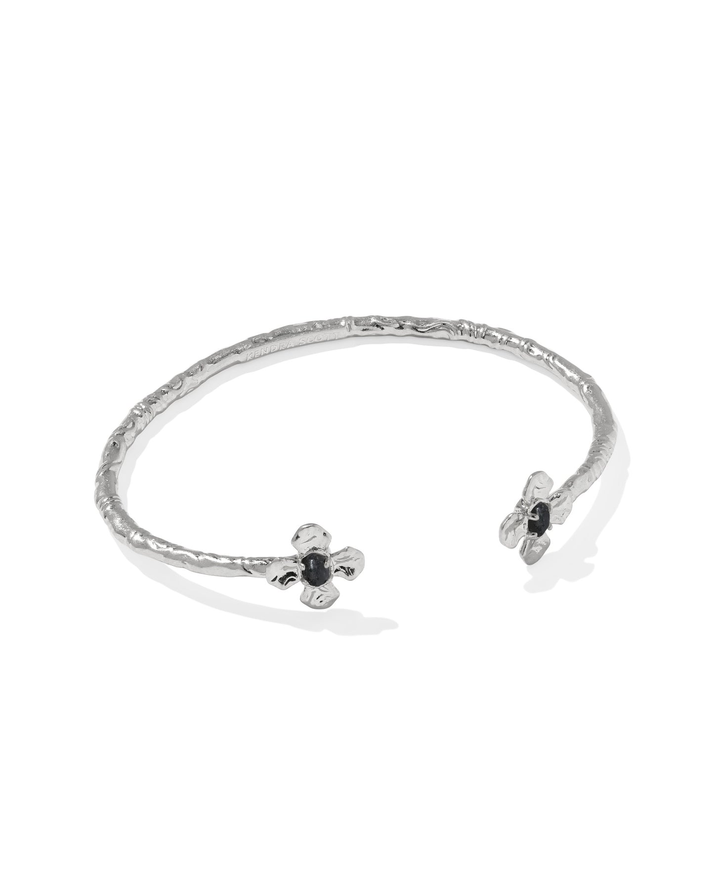 Leanne Silver Cuff Bracelet in Black Granite