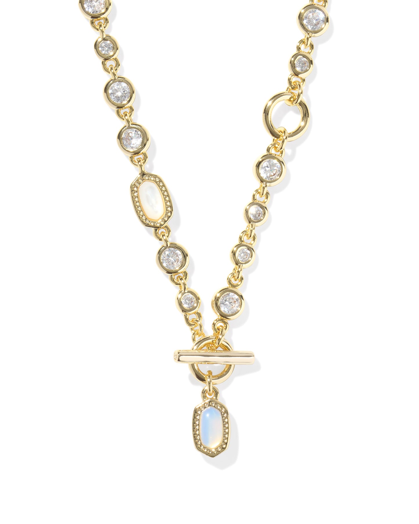 Mini Elisa Abbie Gold Strand Necklace in White Mix