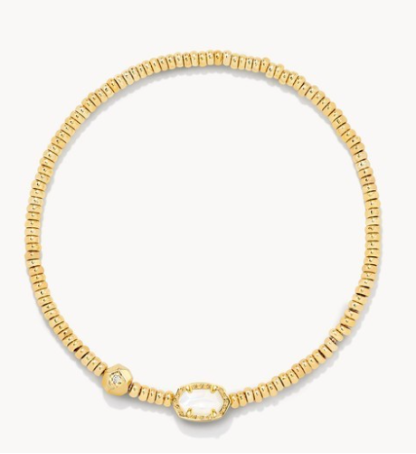 Emilie Gold Stretch Bracelet in Ivory Mother-of-Pearl