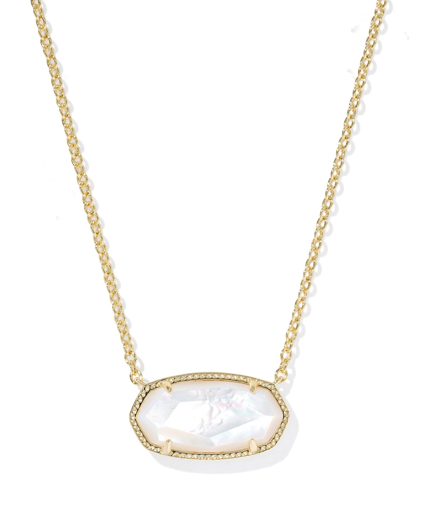 Elisa Statement Gold Short Pendant Necklace in Ivory Mother of Pearl