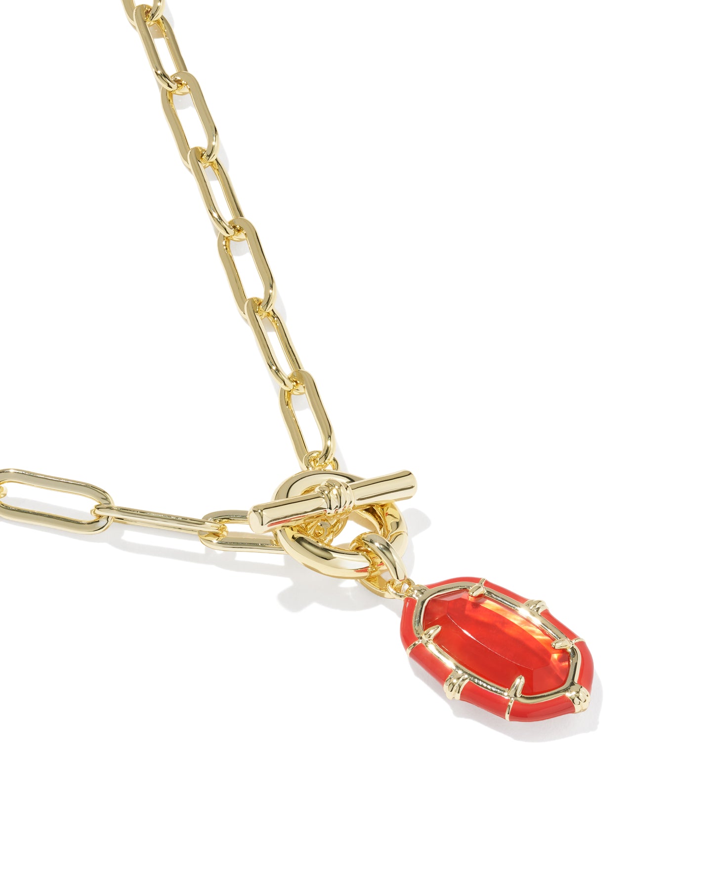 Elisa Gold Enamel Link Chain Necklace in Red Illusion