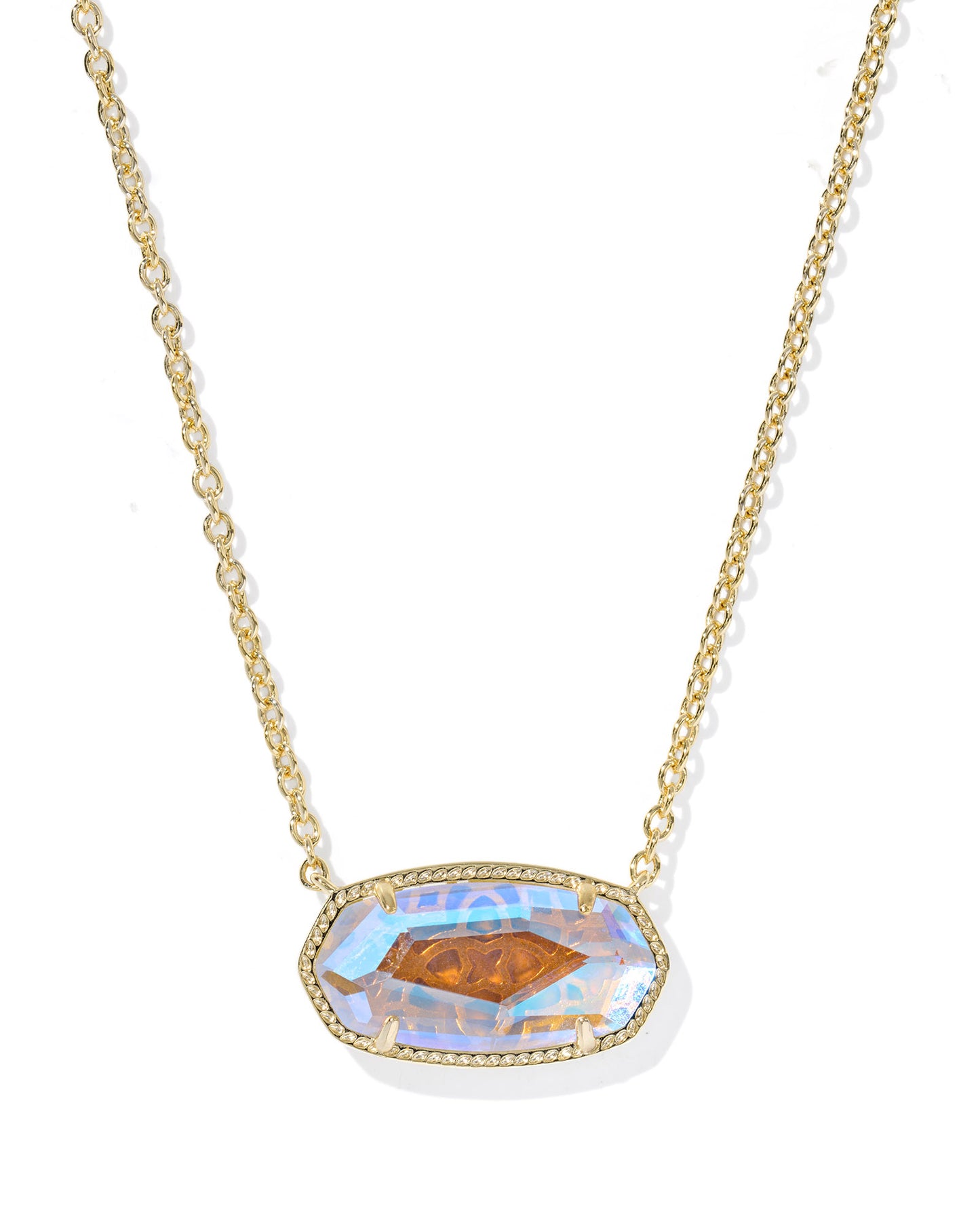 Elisa Statement Gold Short Pendant Necklace in Dichroic Glass
