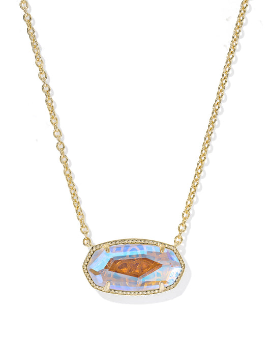Elisa Statement Gold Short Pendant Necklace in Dichroic Glass