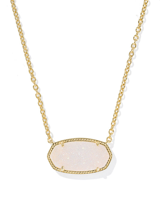 Elisa Statement Gold Short Pendant Necklace in Iridescent Drusy