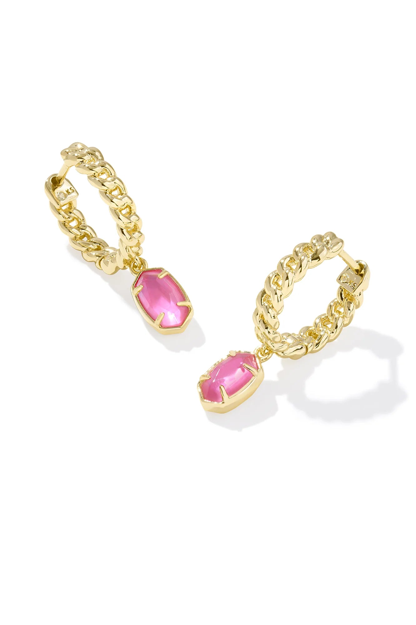 Emilie Gold Huggie Earrings in Azalea Illusion