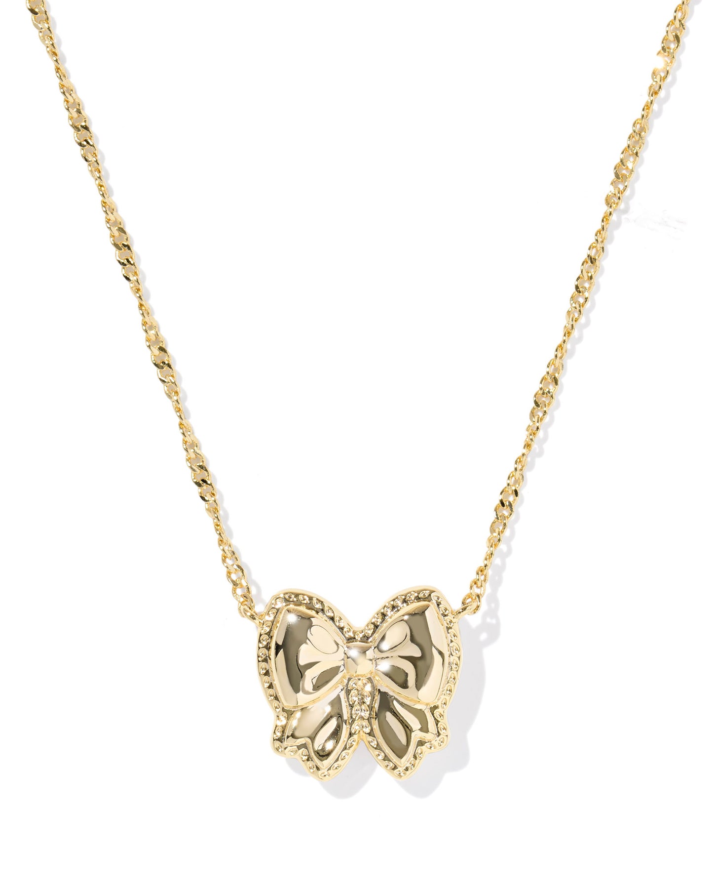 Haley Bow Gold Short Pendant Necklace in Blush Ivory Mother of Pearl