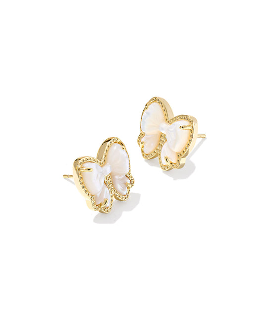 Haley Gold Bow Stud Earring in Ivory Mother of Pearl