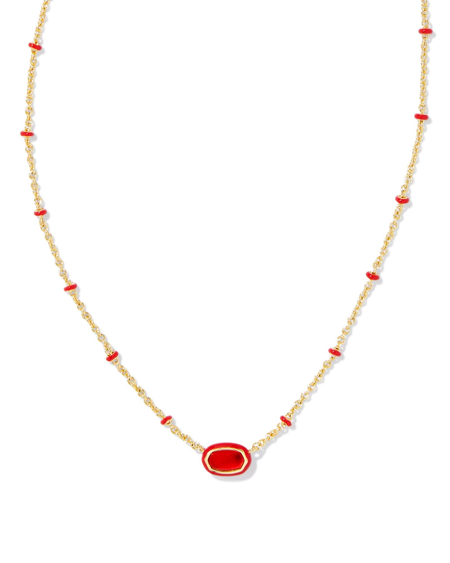 Mini Elisa Gold Satellite Short Pendant Necklace in Red Illusion