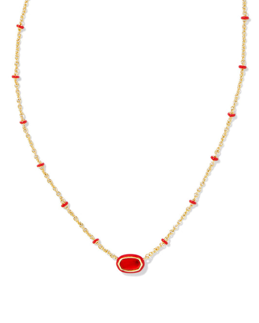 Mini Elisa Gold Satellite Short Pendant Necklace in Red Illusion
