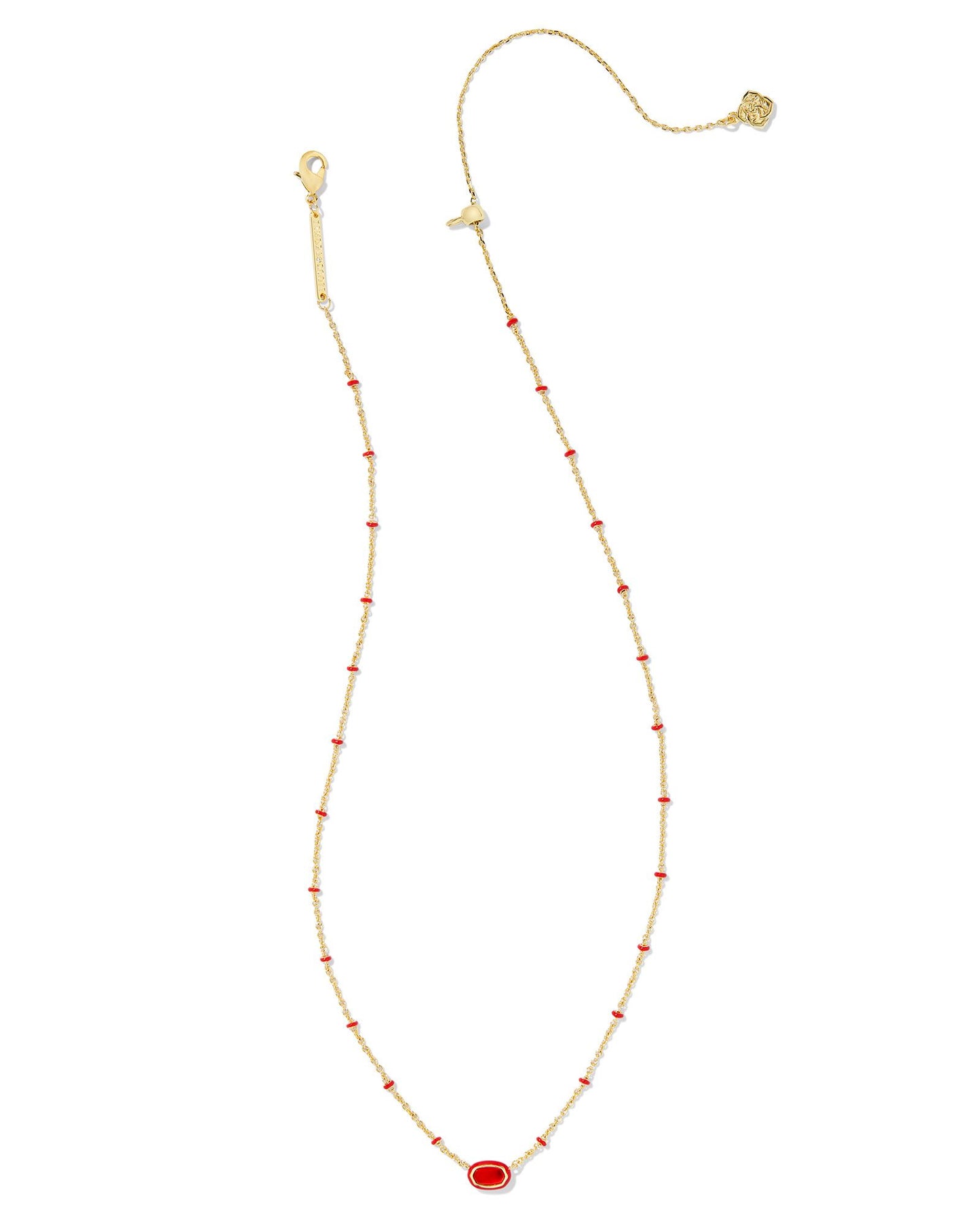 Mini Elisa Gold Satellite Short Pendant Necklace in Red Illusion