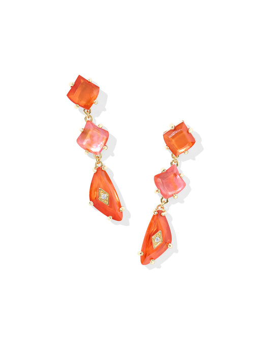 Bianca Gold Linear Earrings in Orange Mix