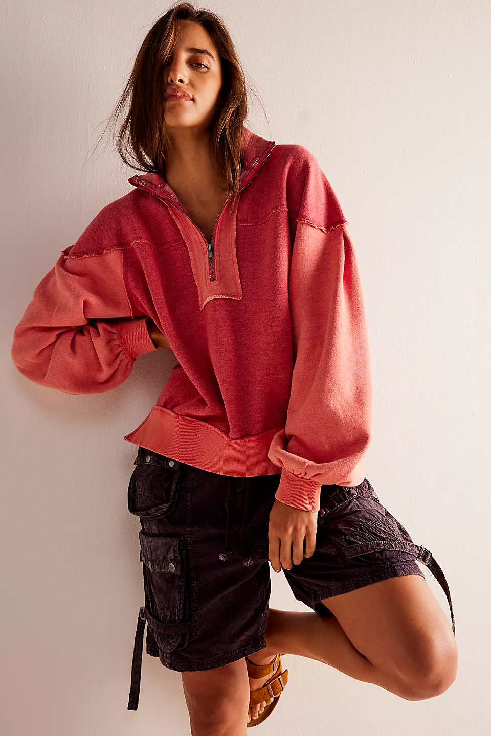 Kassey Cherry Half Zip Top