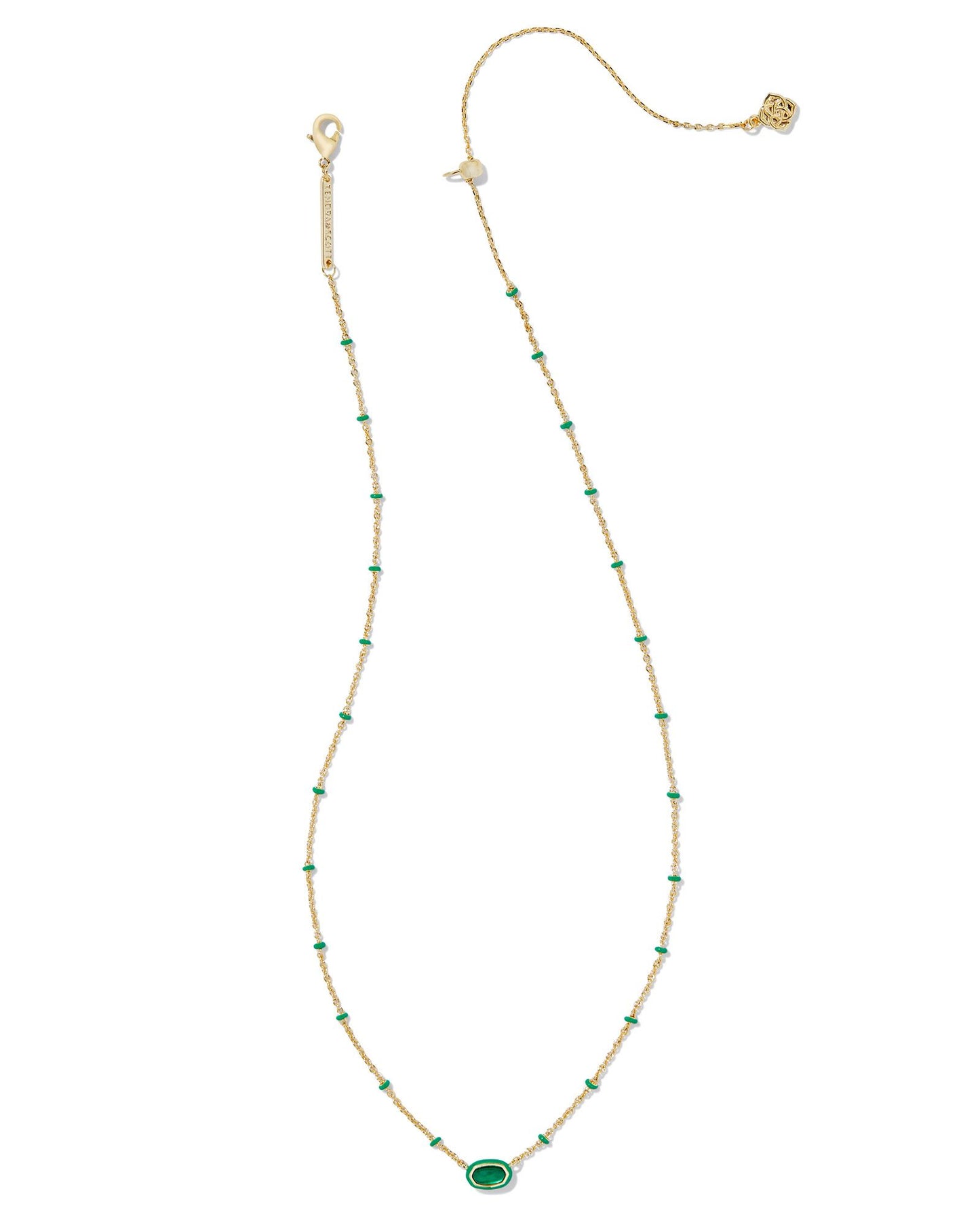Mini Elisa Gold Satellite Short Pendant Necklace in Emerald Illusion