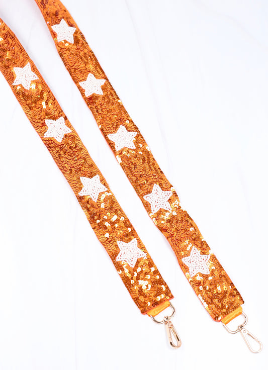 Sparkle and Shine Orange Sequin Guitar Strap