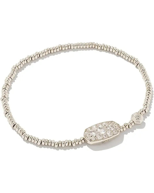 Grayson Crystal Stretch Bracelet Silver White Crystal