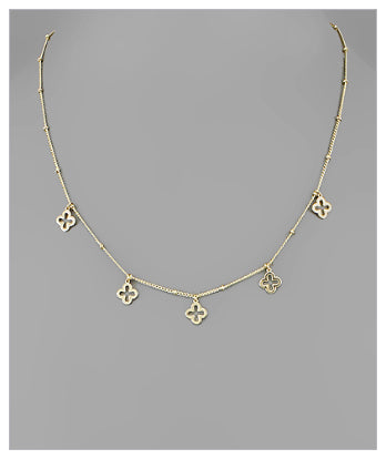 Clover Outline Charm Necklace