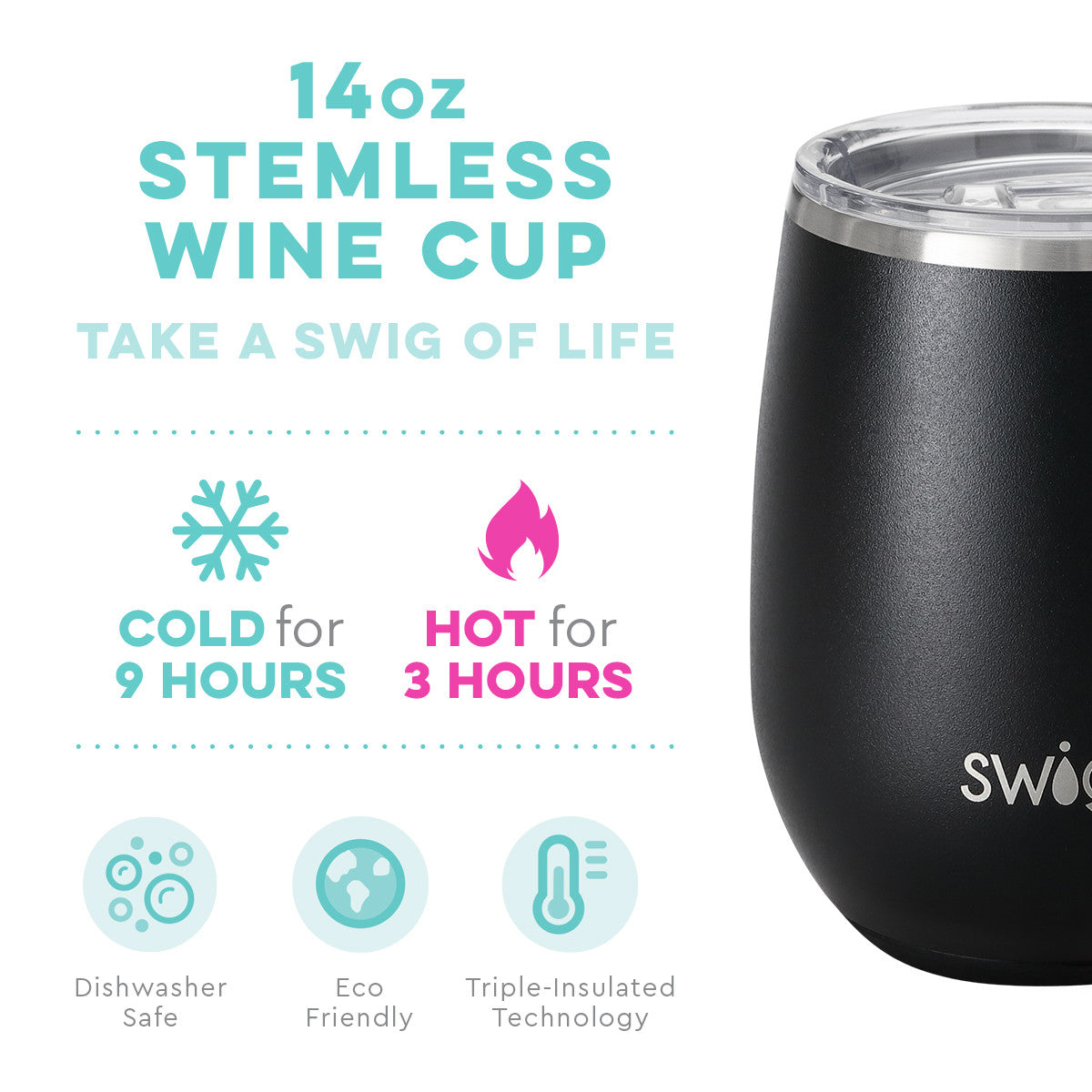 Matte Black Wine Cup (14oz)