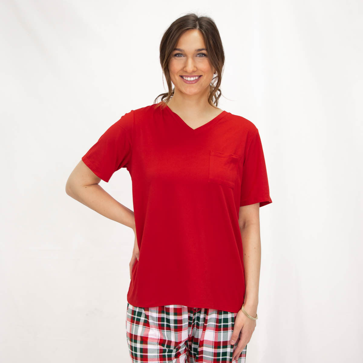 Highlands V-Neck Red Tee