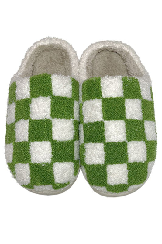 Checkmate Green Slippers