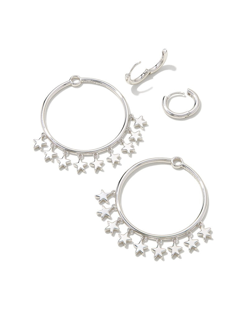 Sloane Star Convertible Open Frame Earrings in Silver