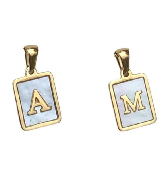 Square Mother-of-Pearl Initial Charm