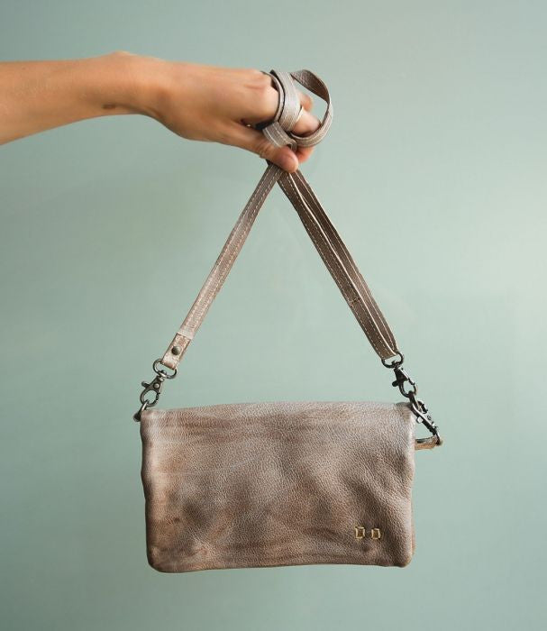 Cadence Light Grey Rustic Convertible Clutch