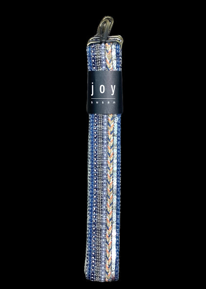 1.5" Beaded Blue Embroidered Guitar Strap