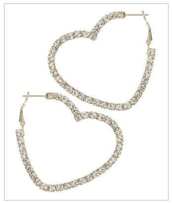 Crystal Heart Hoops