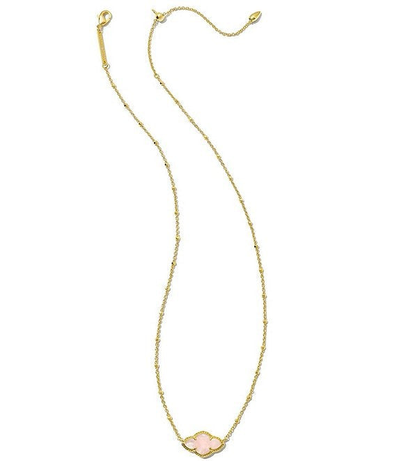 Abbie Gold Pendant Necklace in Rose Quartz