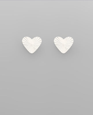 Textured Silver  Heart Earrings