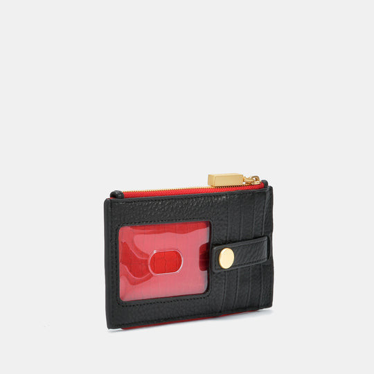 210 West Black And Brushed Gold Red Zip Wallet