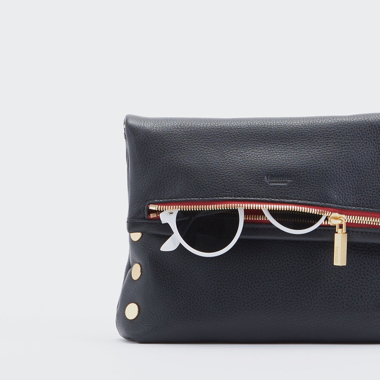 VIP Medium Black/Brushed Gold Red Zipper Handbag