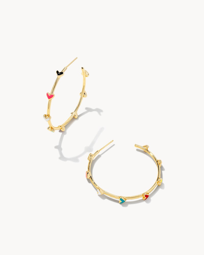 Haven Heart Gold Hoop Earrings In Multi Mix