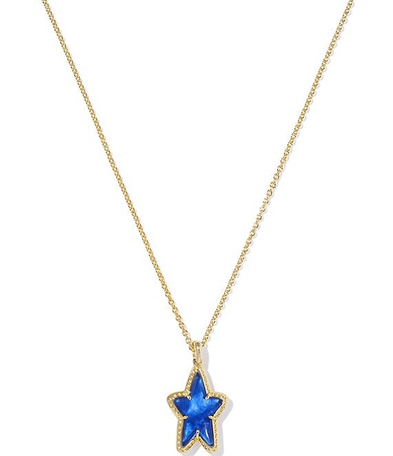 Ada Star Short Pendant Necklace in Gold Cobalt Blue Illusion