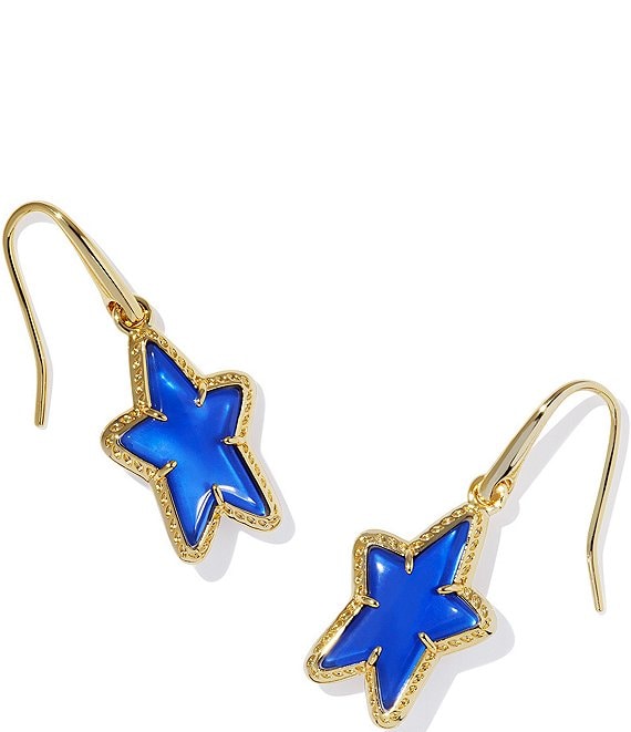 Ada Star Small Drop Earrings in Gold Cobalt Blue Illusion