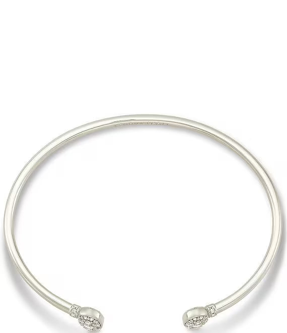 Grayson Silver Cuff Bracelet in White Crystal