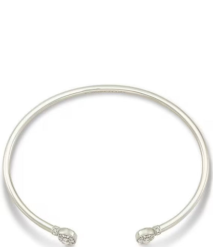 Grayson Silver Cuff Bracelet in White Crystal