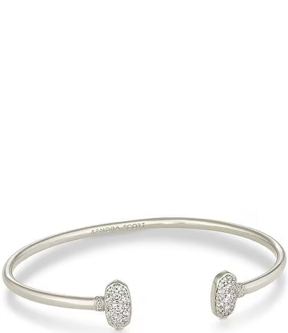 Grayson Silver Cuff Bracelet in White Crystal