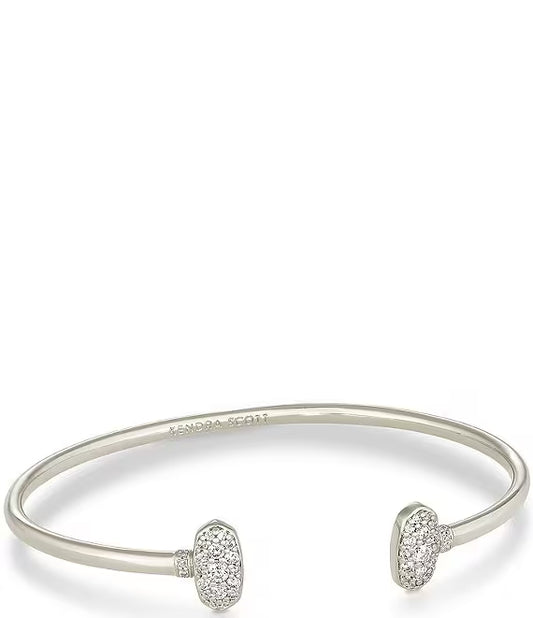 Grayson Silver Cuff Bracelet in White Crystal