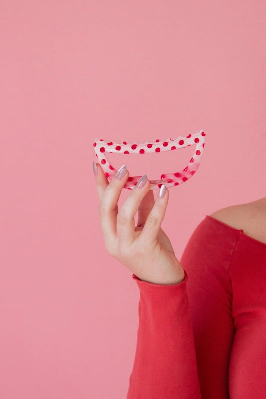 Polka Dot Pink & Red Hair Clip