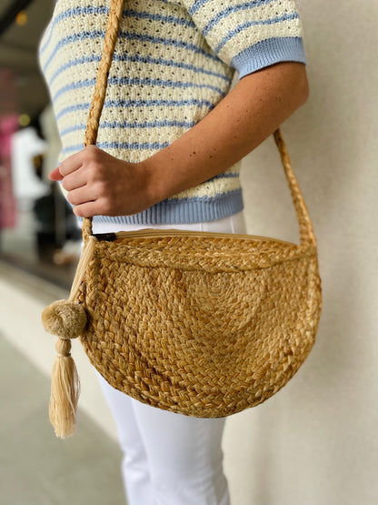 Orion Natural Jute Crescent Shoulder Bag