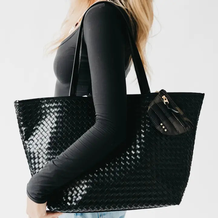 Tiffany Woven Black Tote Bag