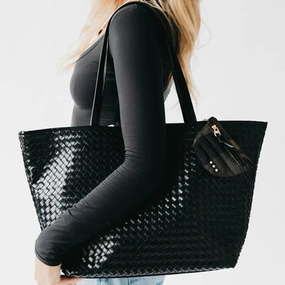 Tiffany Woven Black Tote Bag