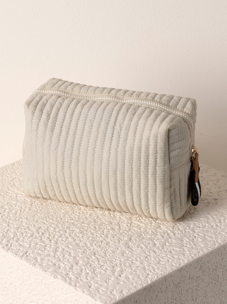 Ezra Large Boxy Ivory Cosmetic Bag